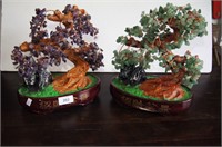 2 x ornamental resin & stone tree sculpture,