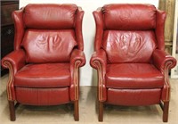Red Leather Recliner with Nail Head Trim