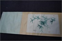 Scroll painting of bamboo with calligraphy & red