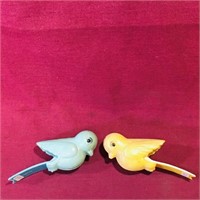 Pair Of Vintage Plastic Bird Toys