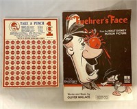 Vintage German themed Sheet Music and Punch Board