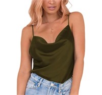 S Miessial Women's Spaghetti Straps V Neck Satin