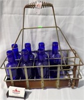 BLUE BOTTLES AND CARRIER