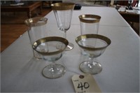 BEAUTIFUL VINTAGE GOLD TRIMMED STEMWARE