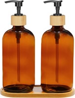 16oz Amber Soap Dispenser Set