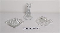 CRYSTAL CANDLE HOLDERS AND CANDLE STICK