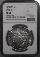 1878-P Morgan Dollar 8TF VAM-18 NGC AU58