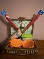 Barnet Weaved Picnic Case Filled with Plasticware