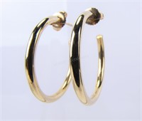 Pair of 14K Yellow Gold Classic Hoop Earrings