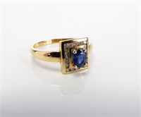 Oval Sapphire and Diamond 14K Yellow Gold Ring