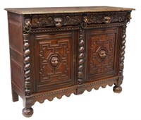 FRENCH LOUIS XIII STYLE CARVED OAK SIDEBOARD