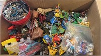 Box of Army men, Knights, Weapons, Street Signs &