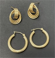 Two Pair 14 KT Gold Earrings