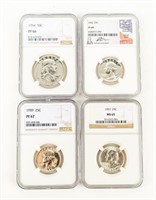 Coin 4 Silver Coins Graded-3 Quarters+1 Franklin