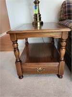 Wood End/Side Table with Drawer & Shelf