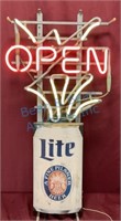 Vintage Miller light neon open sign works