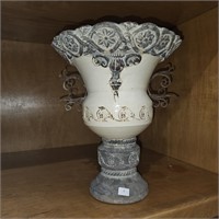 Distressed Decorative Iron & Stoneware Trophy Urn