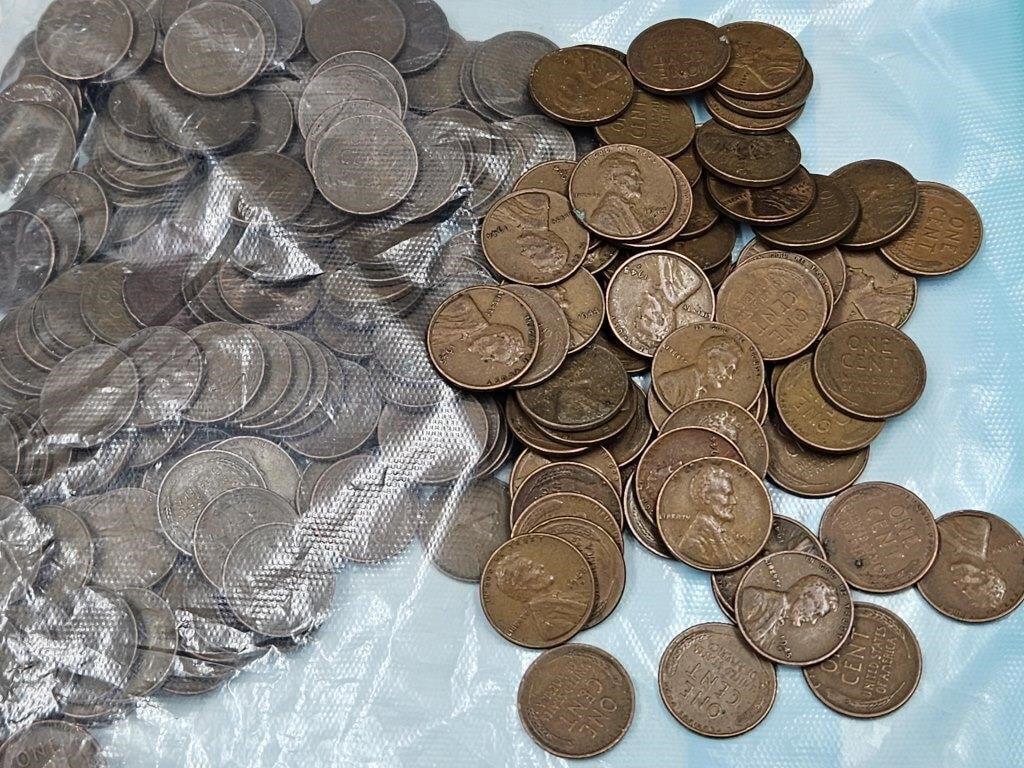 Bag of 1940's Wheat Pennies  1 1/2 lbs.