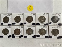 (10) Jefferson War Nickels