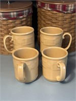 Set of 4 Longaberger Pottery Mugs Yellow