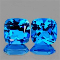 Natural Brilliant Swiss Blue Topaz Pair [Flawless-