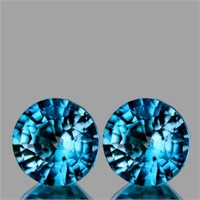 Natural Blue Cambodian Zircon Pair 6.50 MM - FL