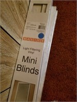 27 X 64 MINI BLINDS AND CURTAIN RODS -- 5 MINI BLI