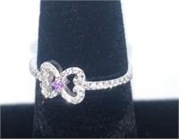 Certified 0.24 Ctw Amethyst And Diamond 18k White
