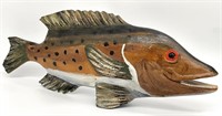 Hand Carved Painted Fish Sculpture