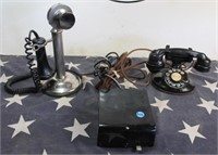 Antique Candle Stick / Rotary Telephones