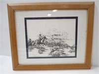 Cowboy Roping Signed Scetch Print