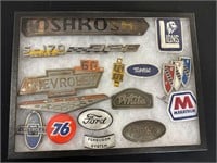 Display Case w/ Vehicle Emblems & Patches