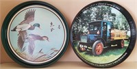 Vintage Round Serving Trays Ducks & Trucks (2)
