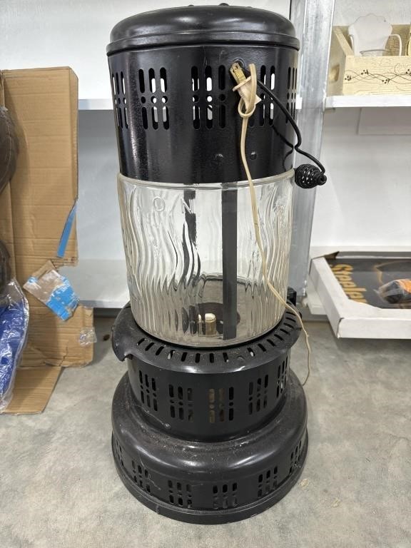 Antique glass keto heater, electrified