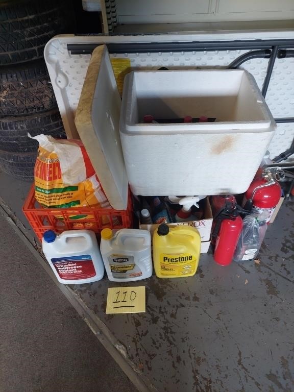 Various chemicals and fire extinguishers