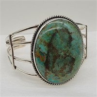 STERLING SILVER TURQUOISE CUFF BRACELET SIGNED Z