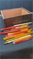 Wood box of advertising pencils