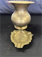 Brass cuspidor and ash tray