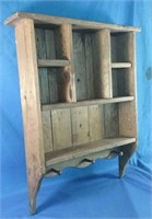 Wooden shelf with three pegs 19x4x27H