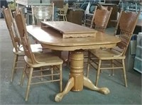 Dining table set : table with leaf, six chairs