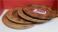 4 WOODEN CHARGER PLATES 13 IN