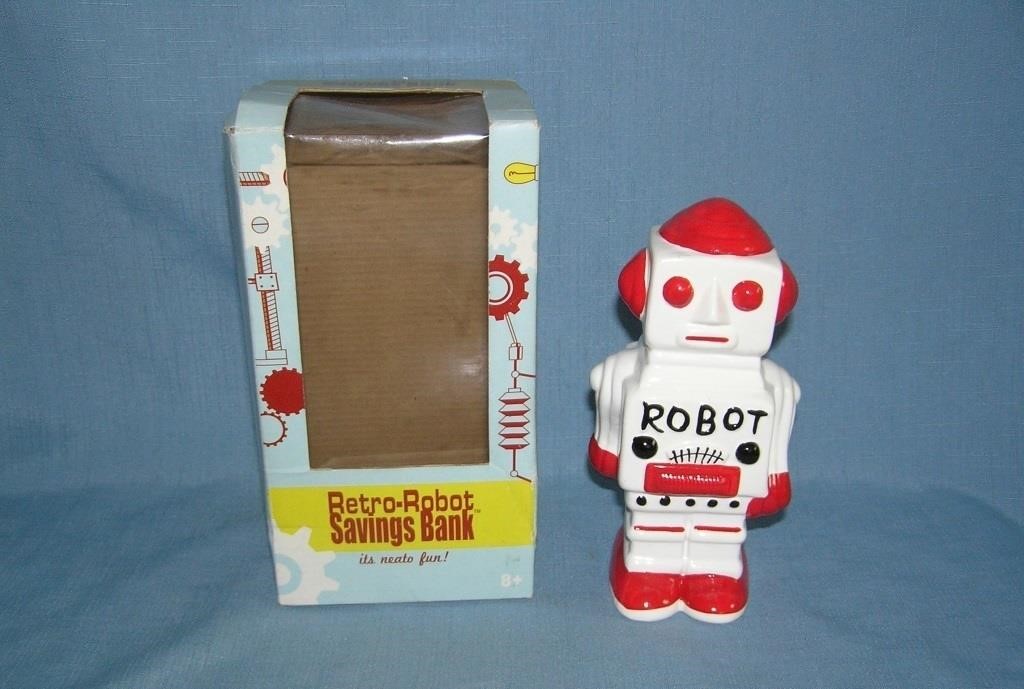 Ceramic robot bank with original box