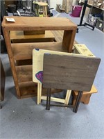 2 TV Trays & Wooden Bookshelf