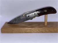 Damascus Style Folding Lock Back Knife 7”