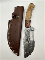 10” Damascus Style Knife w/ Sheath