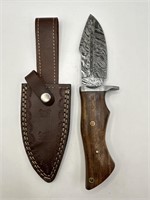 9” Damascus Style Fixed Blade Hunting Knife w/