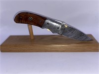 Damascus Style Folding Lock Back Knife 7”