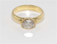 12ct yellow gold and oval CZ ring