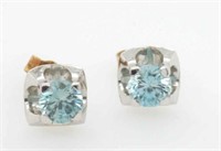 14ct white gold and blue stone earrings