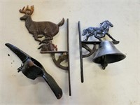 Cast Iron Deer, Primitive Axe Head & Bell